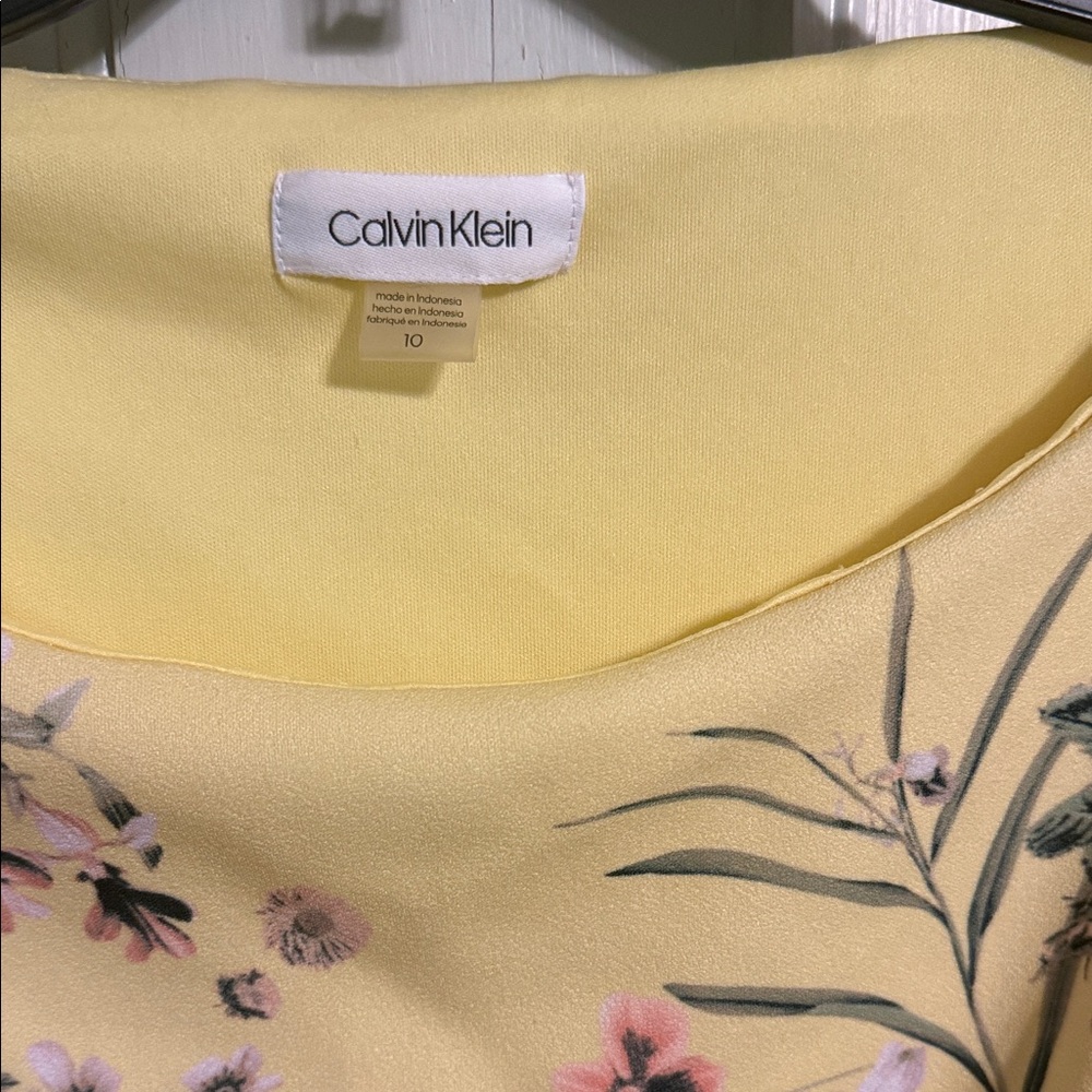 Calvin Klein Yellow Floral Midi Dress - Picture 2 of 4